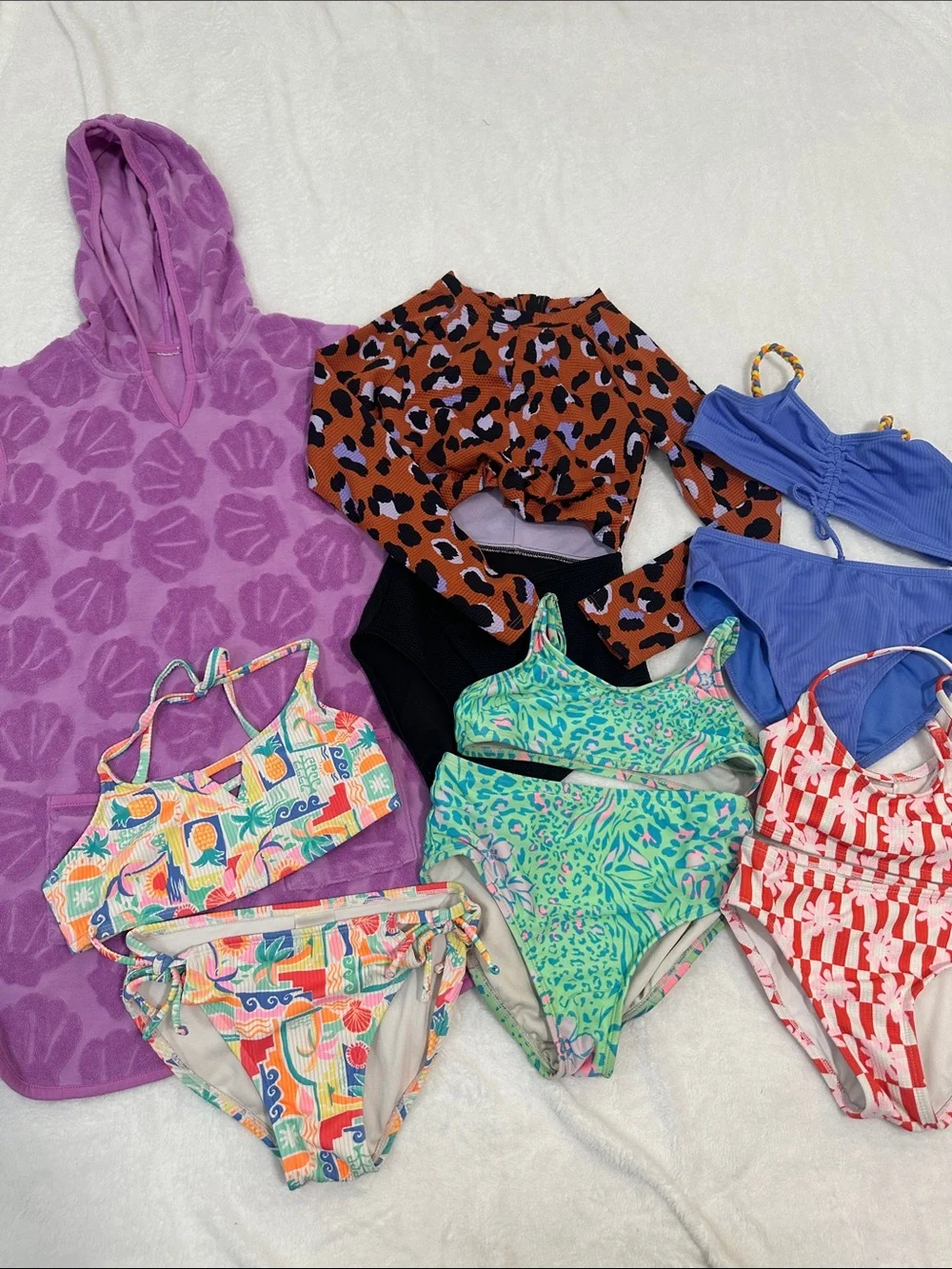❤️ Bundle of 6 Girls Swimsuits & Cover Up Size 8
